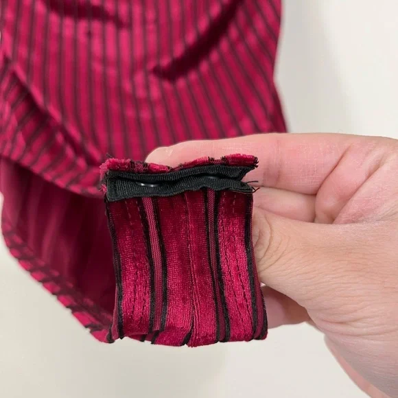 Forever 21 Red Black Striped Velvet Strapless Bodysuit - Picture 4 of 7